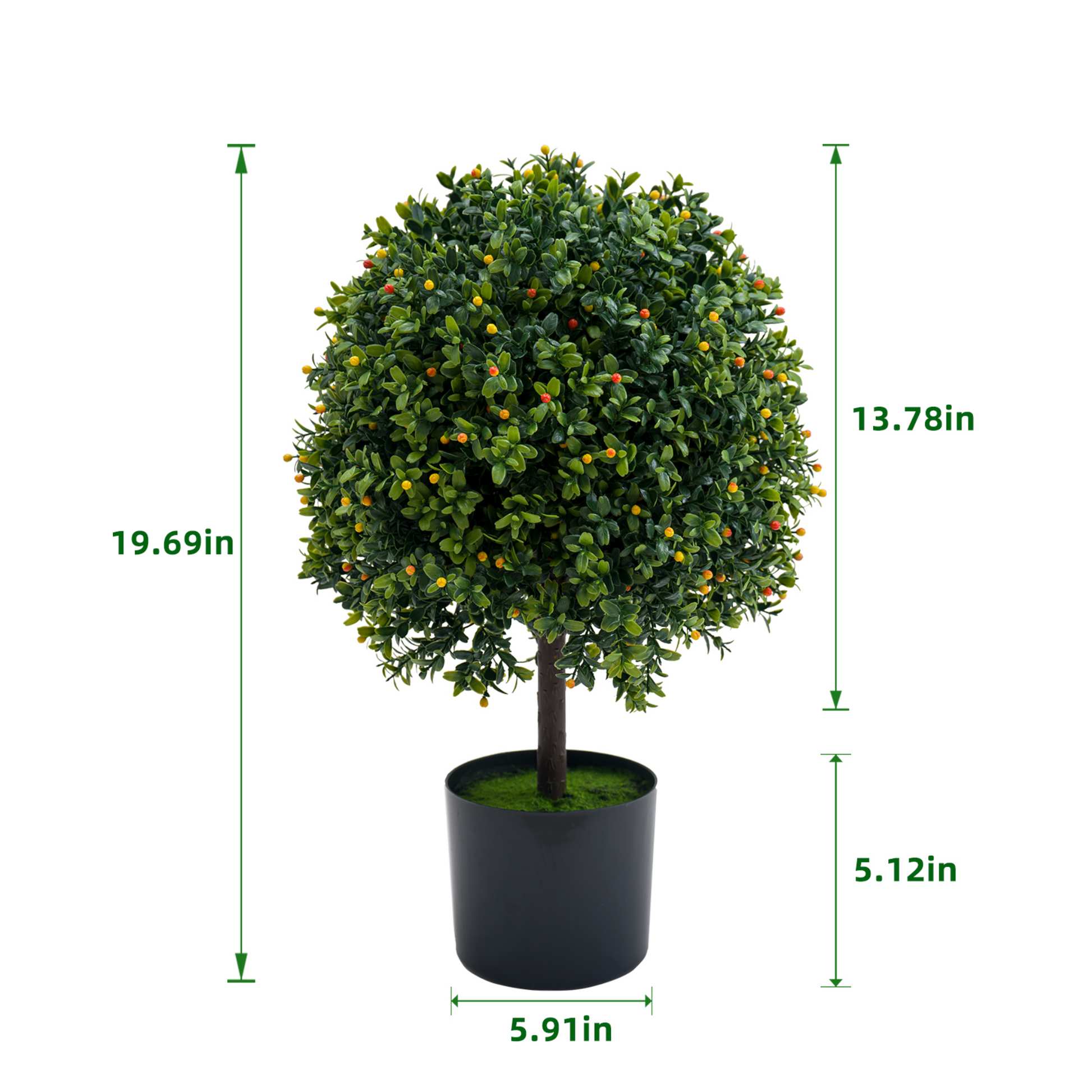 Set di 2 alberi artificiali in bosso topiato Garvee, altezza 20", resistenti alle intemperie, in plastica, verdi, per interni e giardino
