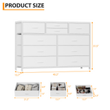 Garvee Cassettiera 10 Cassetti Con Supporto TV 55" Tessuto Nero Per Camera Da Letto E Soggiorno 115x34.8x80 cm