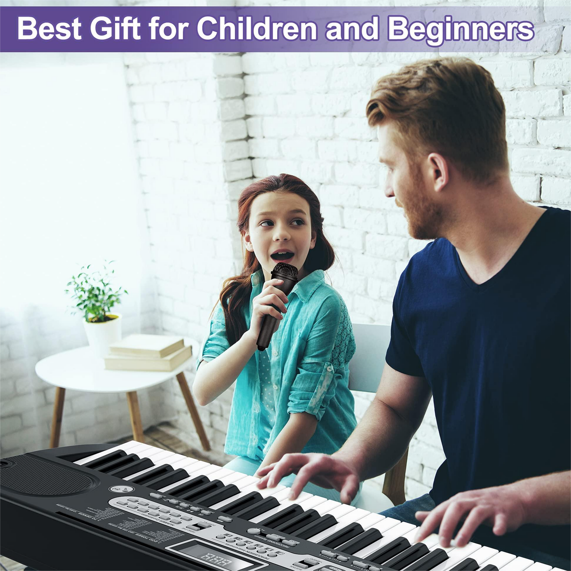 Tastiera pianoforte Garvee Kids a 61 tasti con borsa, microfono, cuffie per principianti, portatile per uso domestico, nero