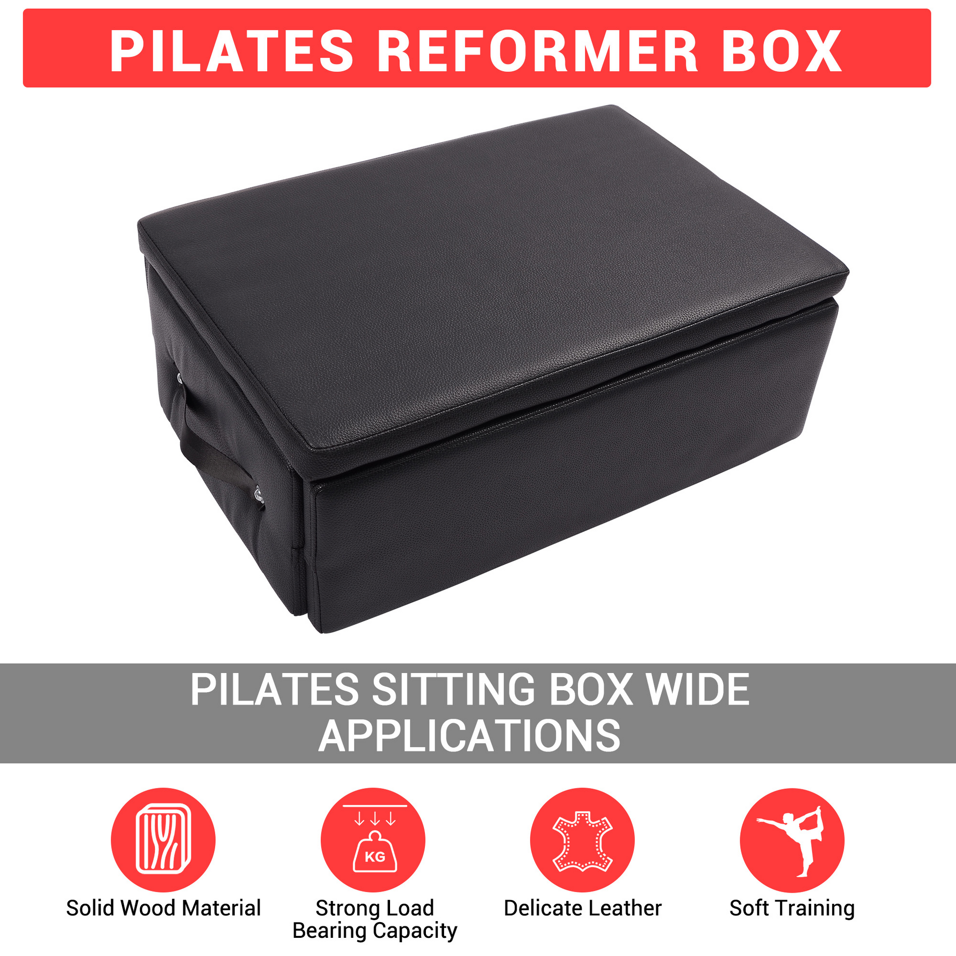Garvee Pilates Seat Box pieghevole, nero, robusto, portatile, per home studio e fitness, 24,4"x16,9"x9"