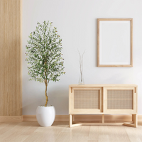 Albero di ulivo artificiale Garvee da 7 piedi con foglie e frutti realistici, struttura in metallo resistente per soggiorno e ufficio, facile da pulire, verde