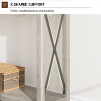 Consolle Garvee con 2 cassetti, stile rustico, ripiano portaoggetti, MDF e metallo, grigio, per corridoio e soggiorno