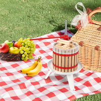 Garvee 3,2 Gal/12L Pressa per vino da frutta, cesto in legno con robusta struttura triangolare, per mele, uva, miele, pressa manuale con sacchetti filtro