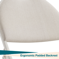 Garvee Set di 2 pieghevoli con rivestimento in tessuto di lino, struttura in metallo, ergonomiche, impilabili per ufficio e uso esterno, beige