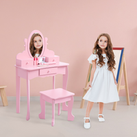 Set da toeletta per bambini Garvee con specchio regolabile, MDF robusto, viola, per bambine dai 3 agli 8 anni, sala giochi