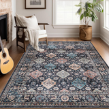 Garvee Tappeto Vintage Lavabile 240x340cm Kaschmir Sintetico Antiscivolo Multiuso Casa Ufficio Design Floreale TPR Base