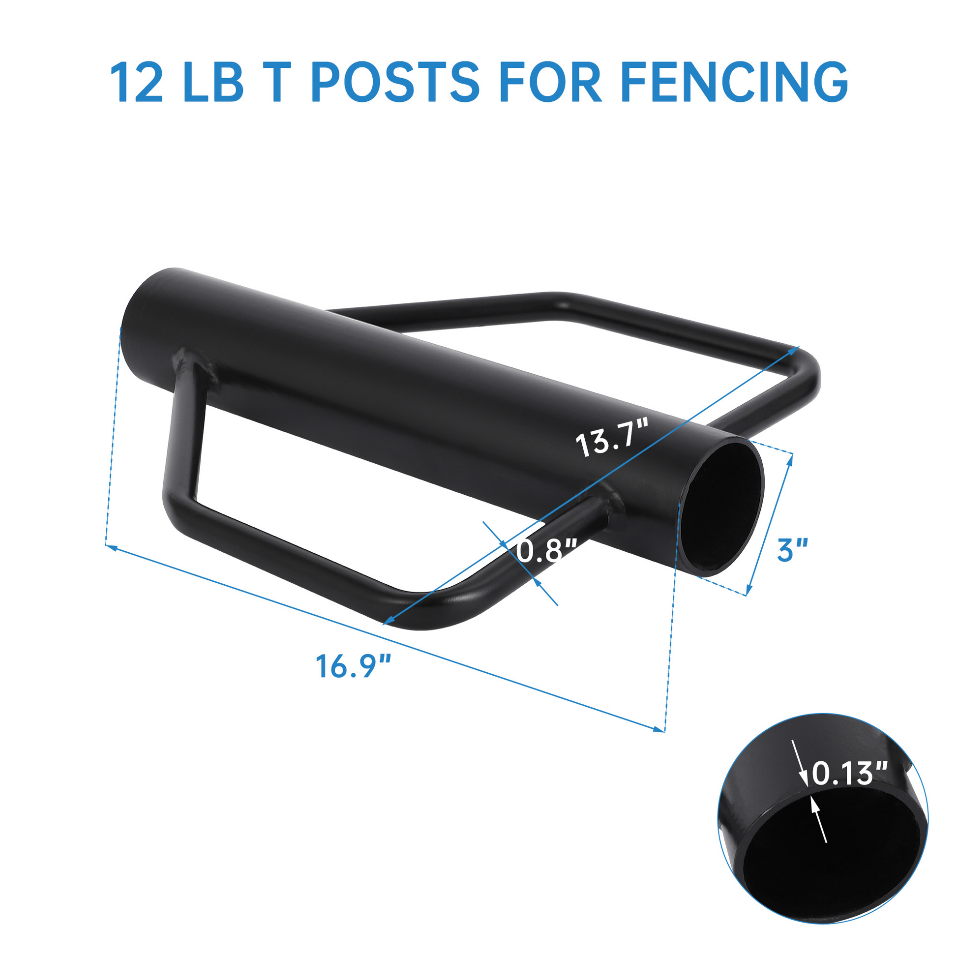 Garvee 12 LB T-Post Driver Attrezzo portatile in metallo con impugnatura ergonomica in acciaio resistente per segnaletica di recinzione da giardino