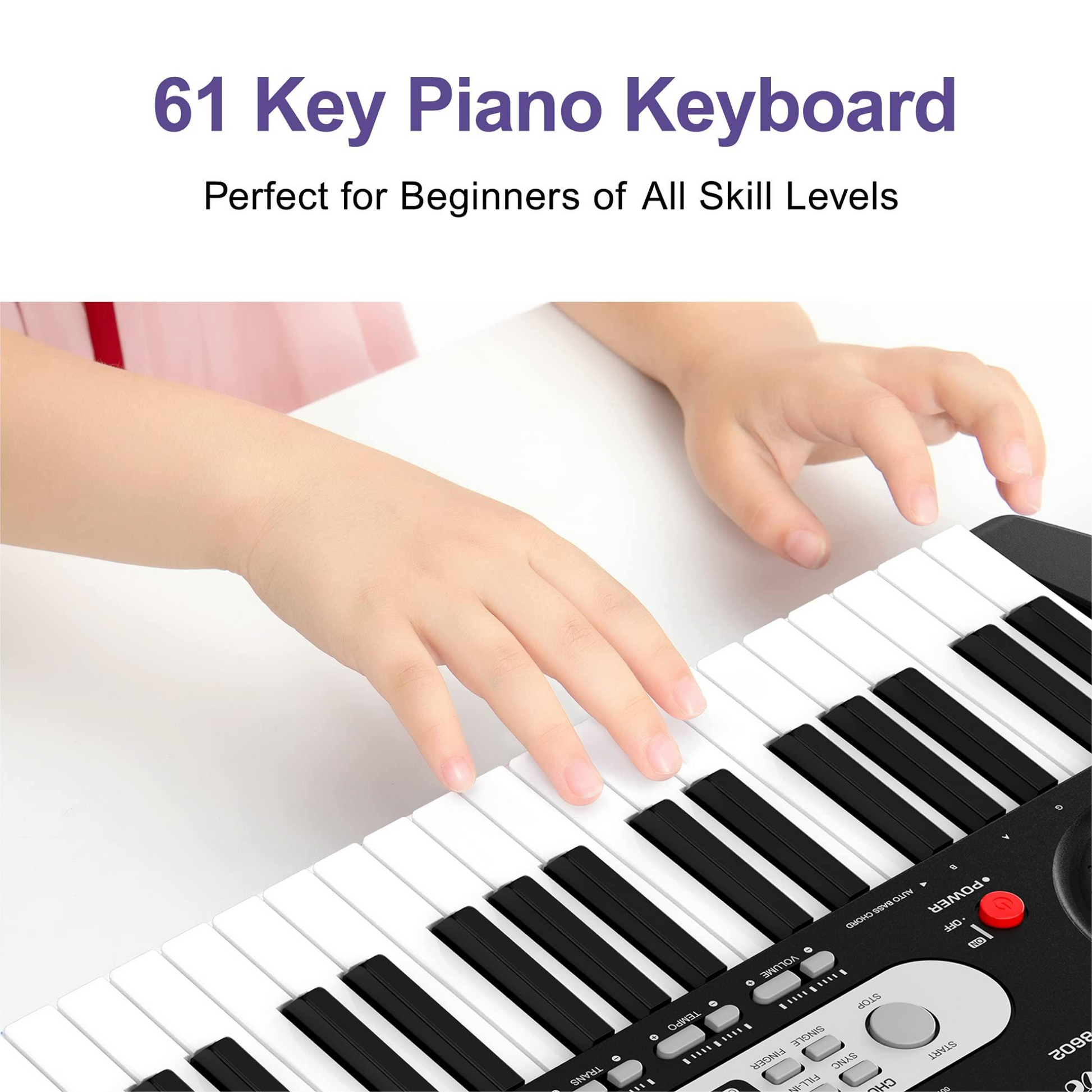 Tastiera pianoforte Garvee Kids a 61 tasti con borsa, microfono, cuffie per principianti, portatile per uso domestico, nero