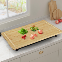 Tagliere in bambù e coprifornello Garvee – Con gambe regolabili, 76 x 50 cm, per camper e cucine