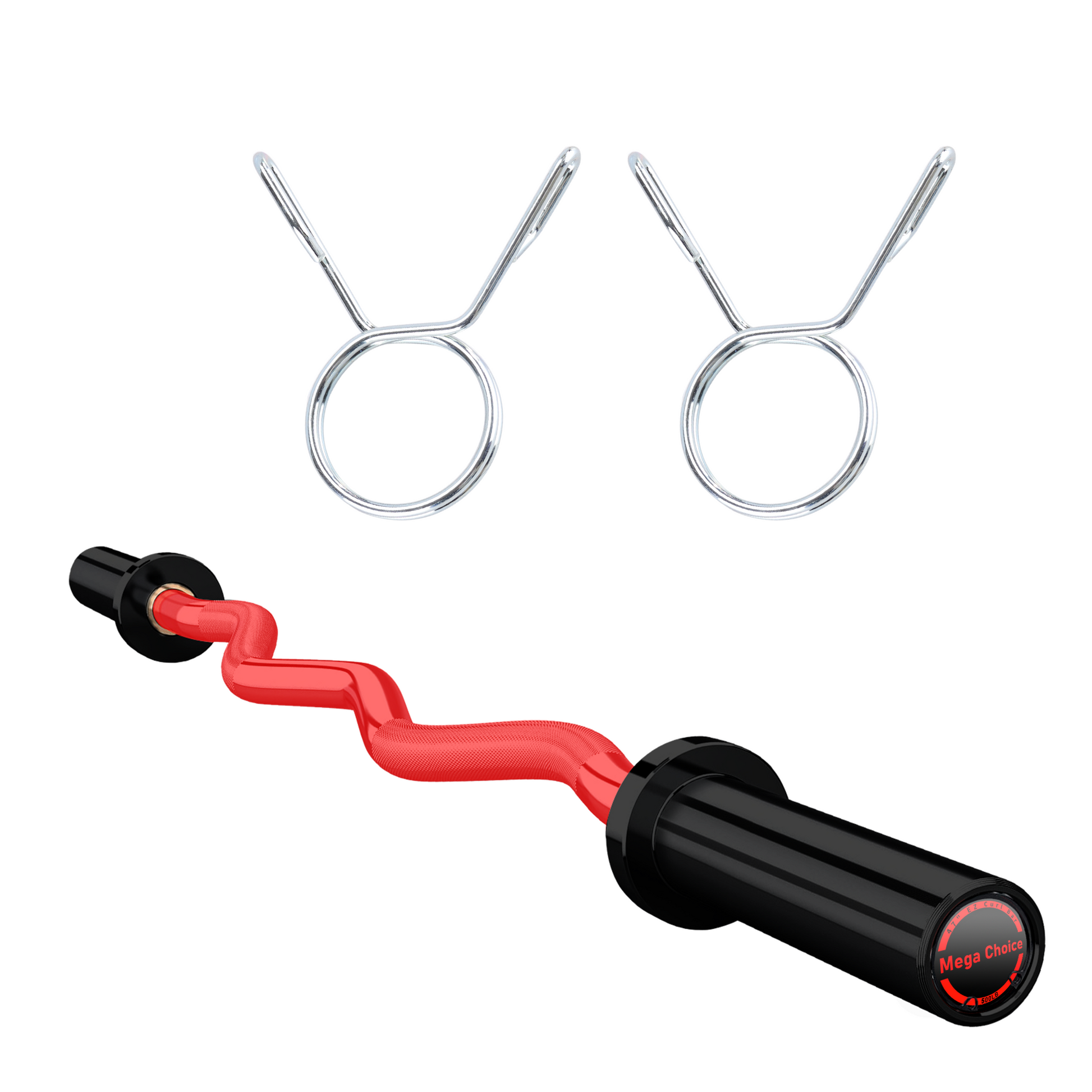 Bilanciere Garvee Olympic EZ Curl da 47" - Ergonomico, capacità 500 libbre, acciaio legato, manicotti in rame, pesi standard da 2", collari a molla, palestra